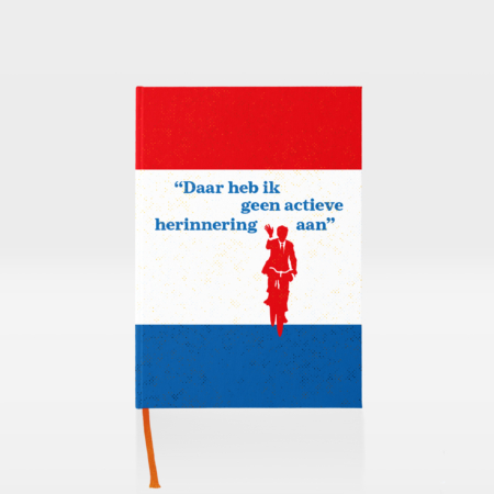 Memoires van Mark Rutte, derde druk. Rood-wit-blauw design en blanco notitieboek van steenpaper. 80 pagina's boomvrij papier.